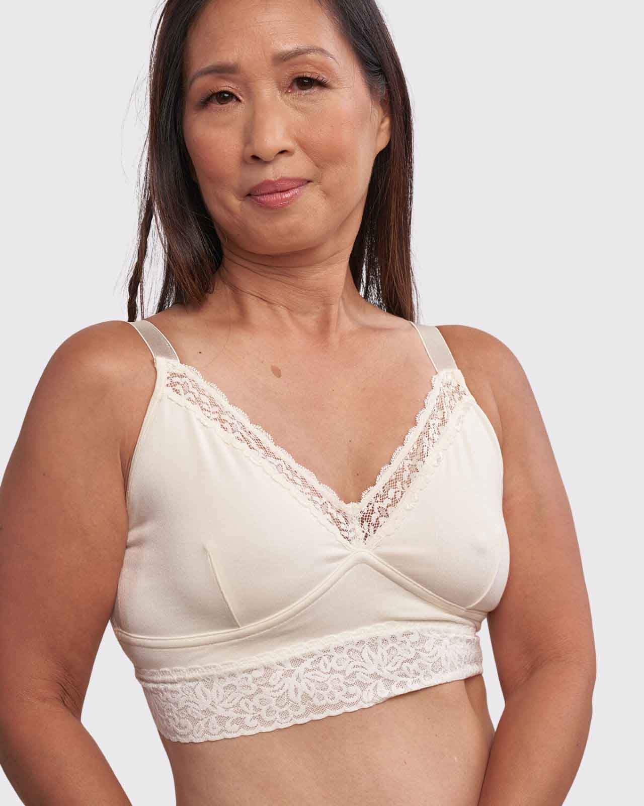 AnaOno Women's Delilah Ultra-Soft Lace Mastectomy Bralette Ivory - Small