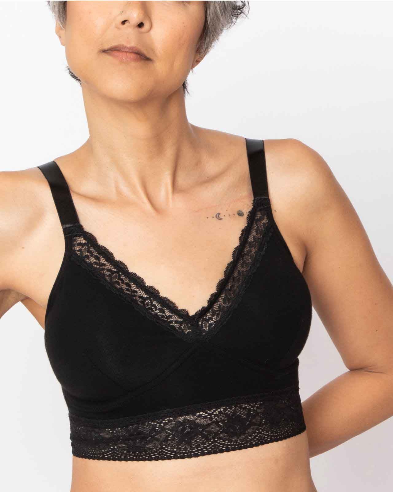 Anaono Women's Delilah Ultra-soft Lace Mastectomy Bralette Black - Xx Large  : Target