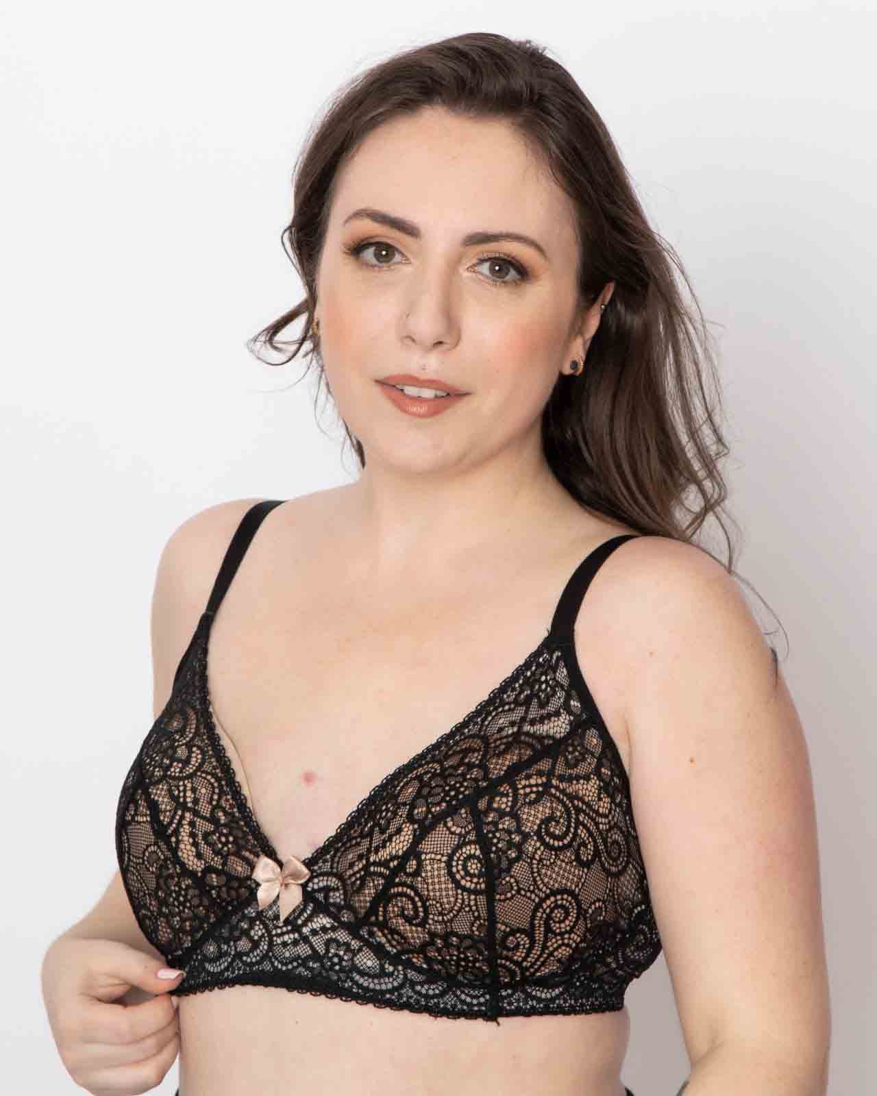 AnaOno Women's Maggie Sexy Post-Mastectomy Lace Bralette Black - Small