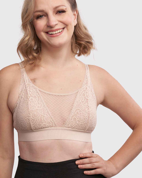 Anita ALLIE 97% Cotton Post-Mastectomy Bra with Pockets Medium Support -  Size UK32-42 A-E and UK32-40 E in Black, White & Deep Sand - CozMedix